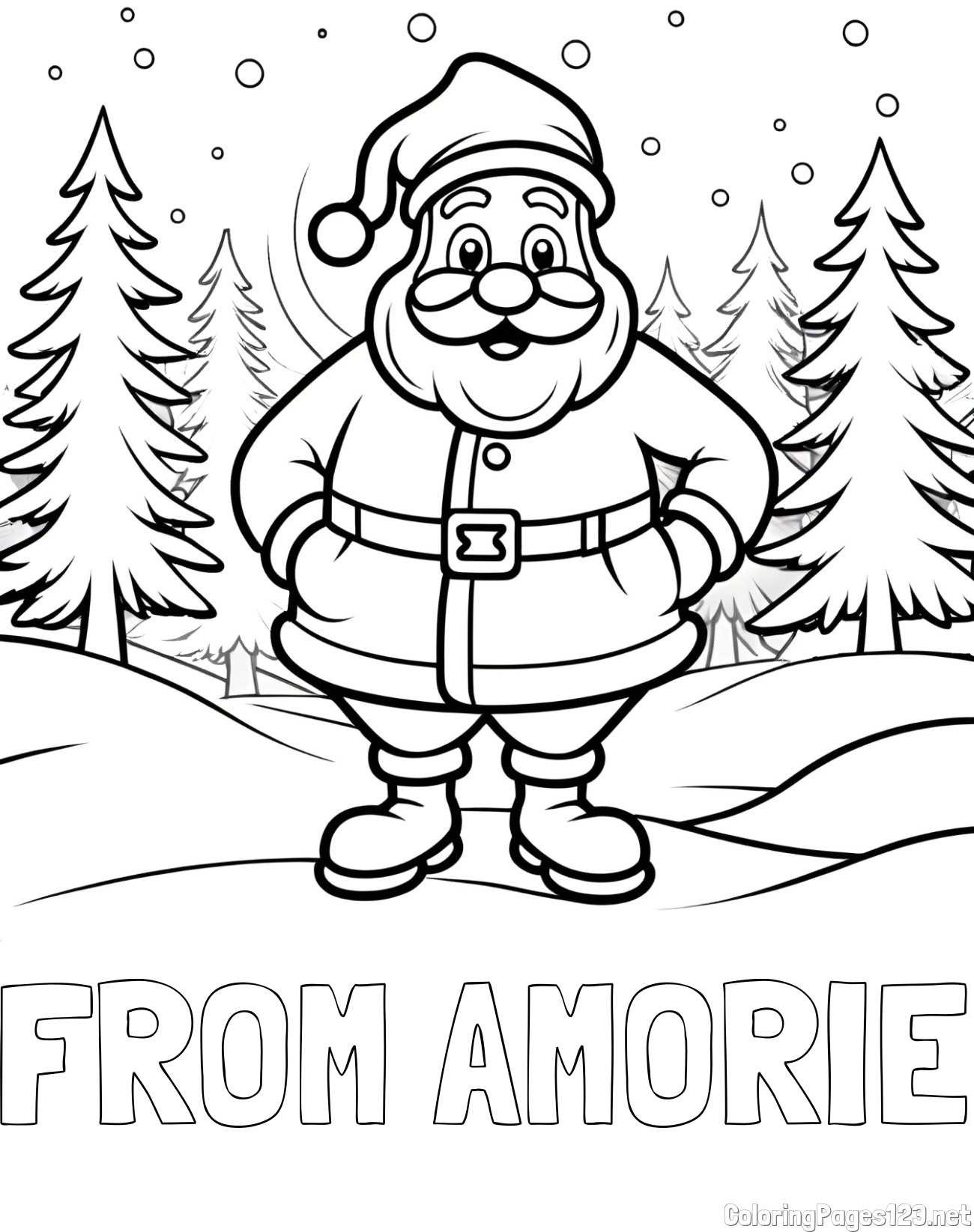 FROM AMORIE Coloring Page and Santa Claus in the Forest Coloring Page