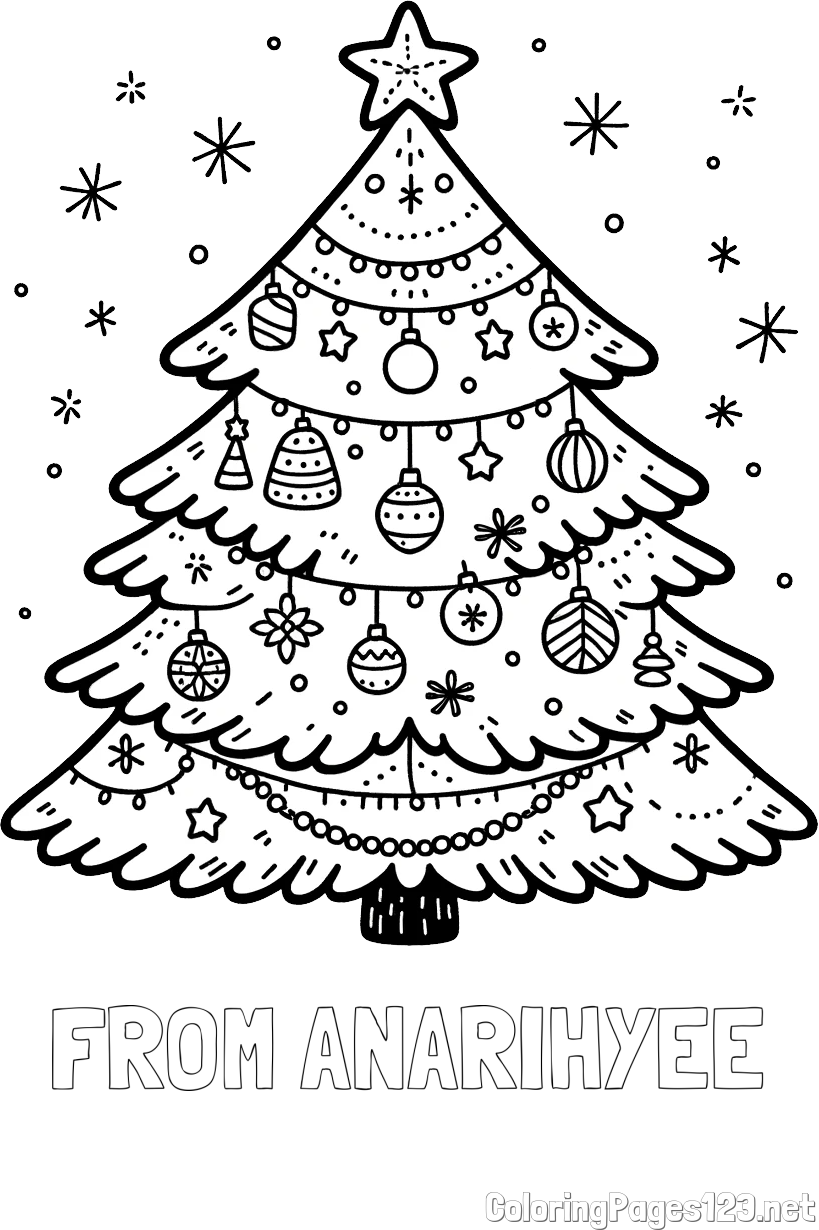 FROM ANARIHYEE Coloring Page and Coloring Page of a Beautiful Christmas Tree