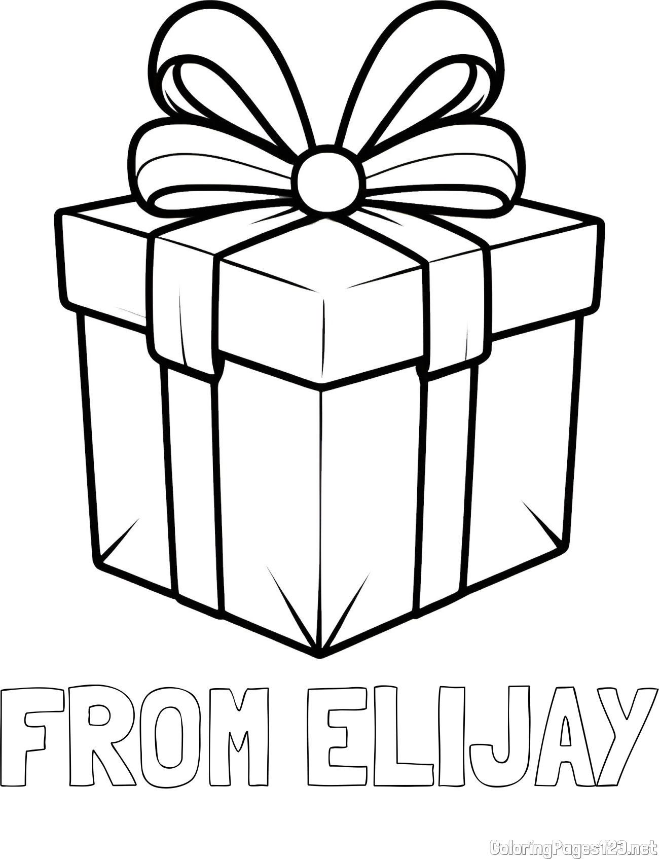 FROM ELIJAY Coloring Page and Gift Box with Ribbon Coloring Page