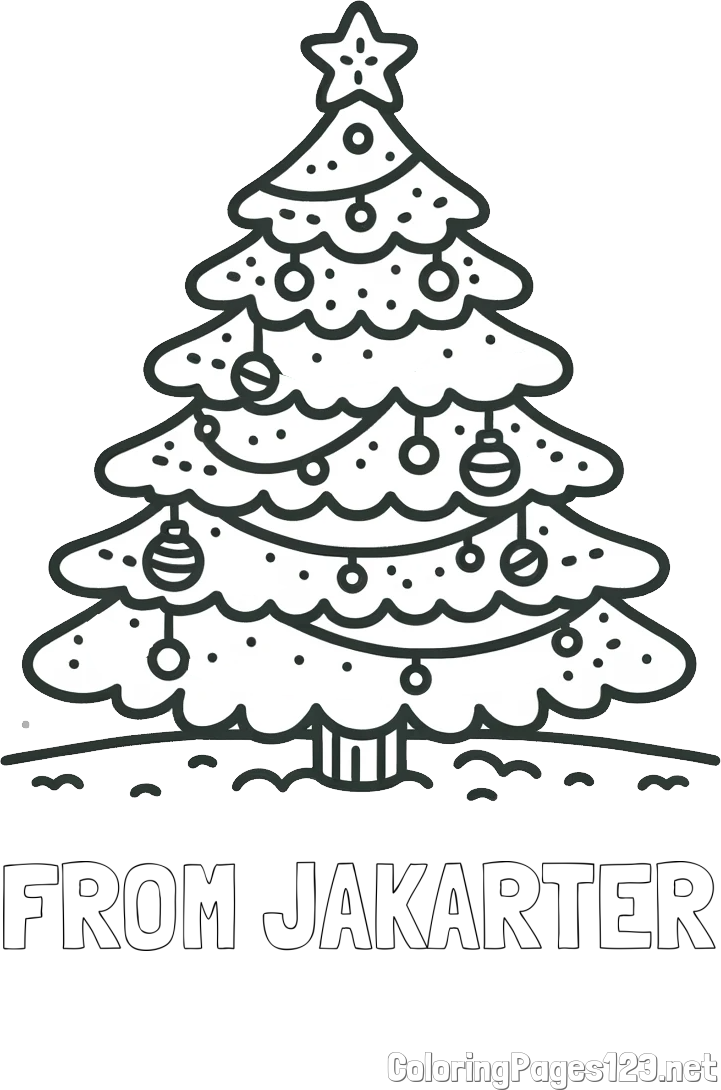 FROM JAKARTER Coloring Page and Coloring Page of a Simple Christmas Tree