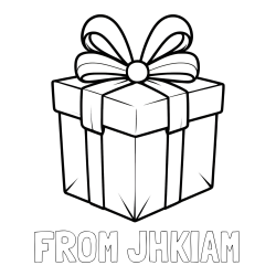 FROM JHKIAM Coloring Page and Gift Box with Ribbon Coloring Page