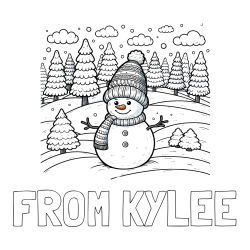 Online Created Coloring Page - FROM KYLEE Coloring Page and Coloring Page of a Snowman with Pine Trees in the Background