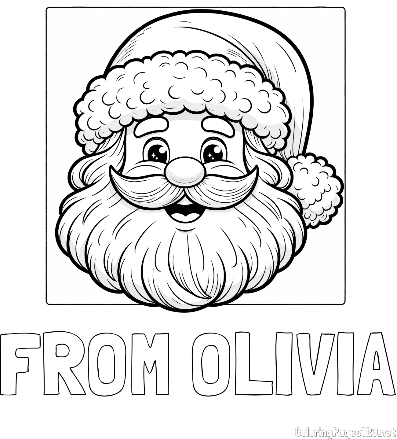FROM OLIVIA Coloring Page and Free Coloring Page of Smiling Santa Claus
