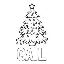 Online Created Coloring Page - GAIL Coloring Page and Christmas Tree with Star and Ornaments Coloring Page