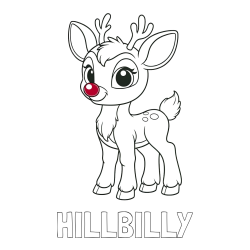 Online Created Coloring Page - HILLBILLY Coloring Page and Coloring Page of a Cute Deer (Rudolph)