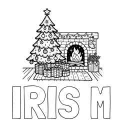 Online Created Coloring Page - IRIS M Coloring Page and Coloring Page of a Christmas Tree with Presents and a Fireplace