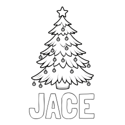 Online Created Coloring Page - JACE Coloring Page and Christmas Tree with Star and Ornaments Coloring Page