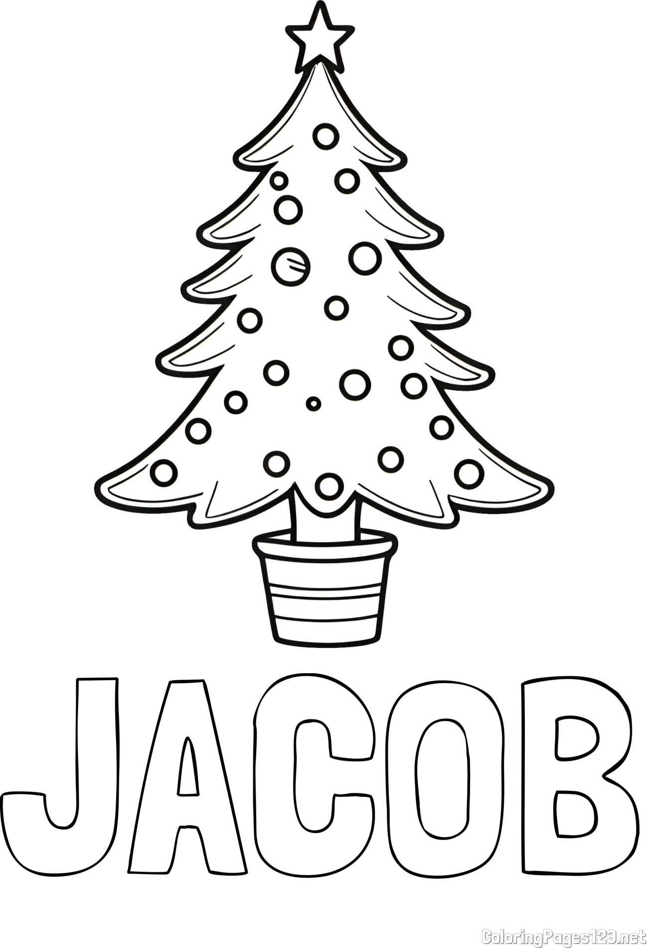 JACOB Coloring Page and Beautiful Christmas Tree Coloring Page