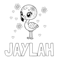 JAYLAH Coloring Page and Coloring Page of a Cute Flamingo with Flowers
