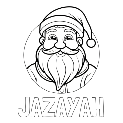 JAZAYAH Coloring Page and Smiling Santa Claus in a Circle Coloring Page