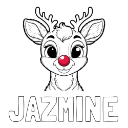 JAZMINE Coloring Page and Coloring Page of Rudolph the Red-Nosed Reindeer