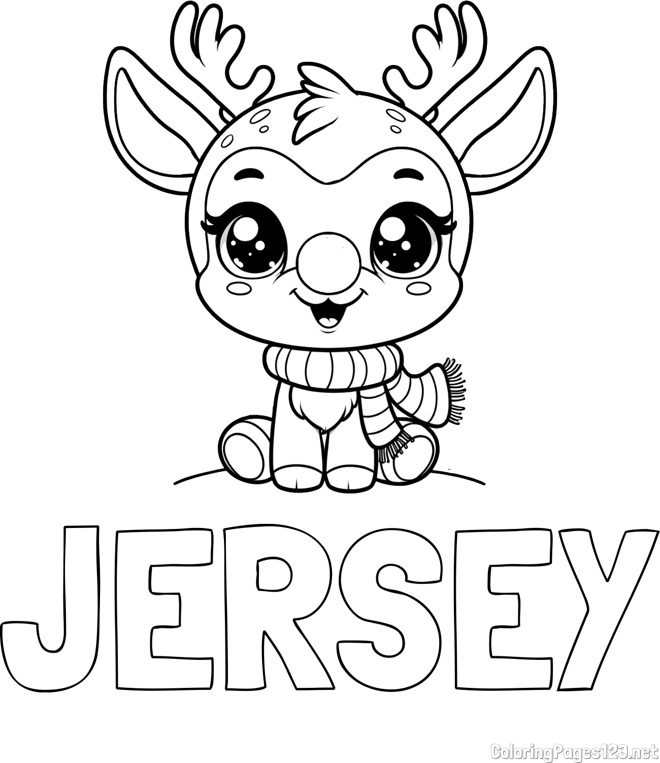 JERSEY Coloring Page and Free Coloring Page of Adorable Rudolph