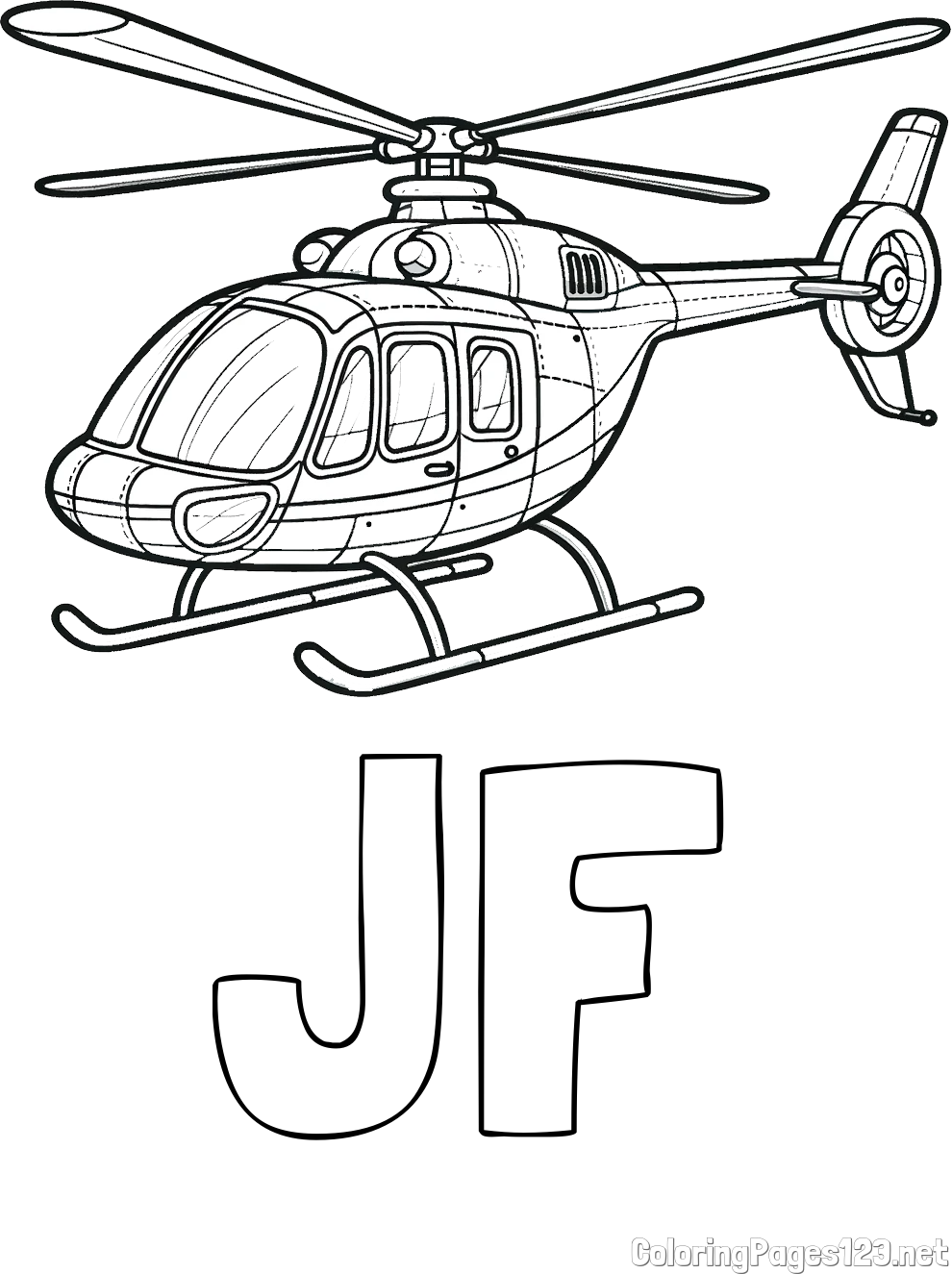 JF Coloring Page and Coloring Page of a Police Helicopter
