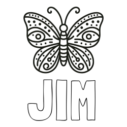 Online Created Coloring Page - JIM Coloring Page and Butterfly Coloring Page (Simple)