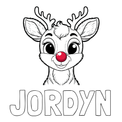 JORDYN Coloring Page and Coloring Page of Rudolph the Red-Nosed Reindeer
