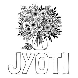 Online Created Coloring Page - JYOTI Coloring Page and Flower Bouquet Coloring Page