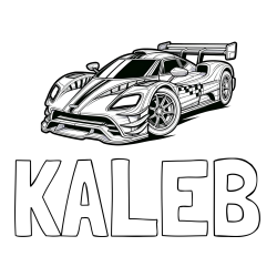 Online Created Coloring Page - KALEB Coloring Page and Coloring Page of a Futuristic Racing Car