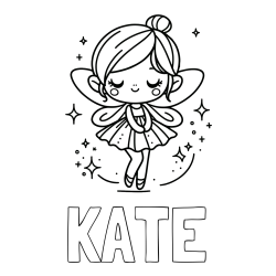 Online Created Coloring Page - KATE Coloring Page and Children's Coloring Page of a Magical Fairy
