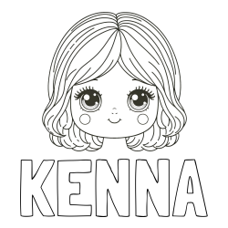 Online Created Coloring Page - KENNA Coloring Page and Cute Girl Face Coloring Page