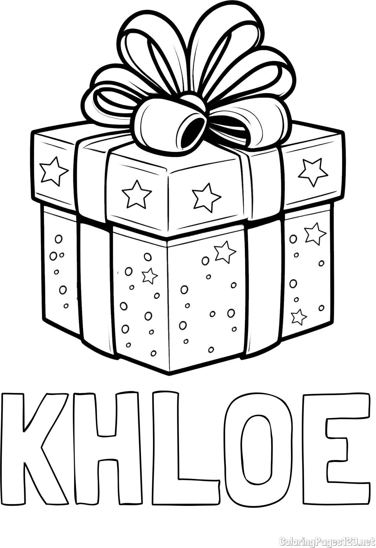 KHLOE Coloring Page and Christmas Gift Coloring Page