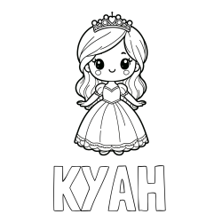 Online Created Coloring Page - KYAH Coloring Page and Coloring Page of a Cute Princess