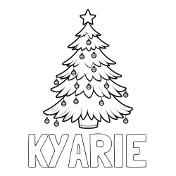 KYARIE Coloring Page and Christmas Tree with Star and Ornaments Coloring Page