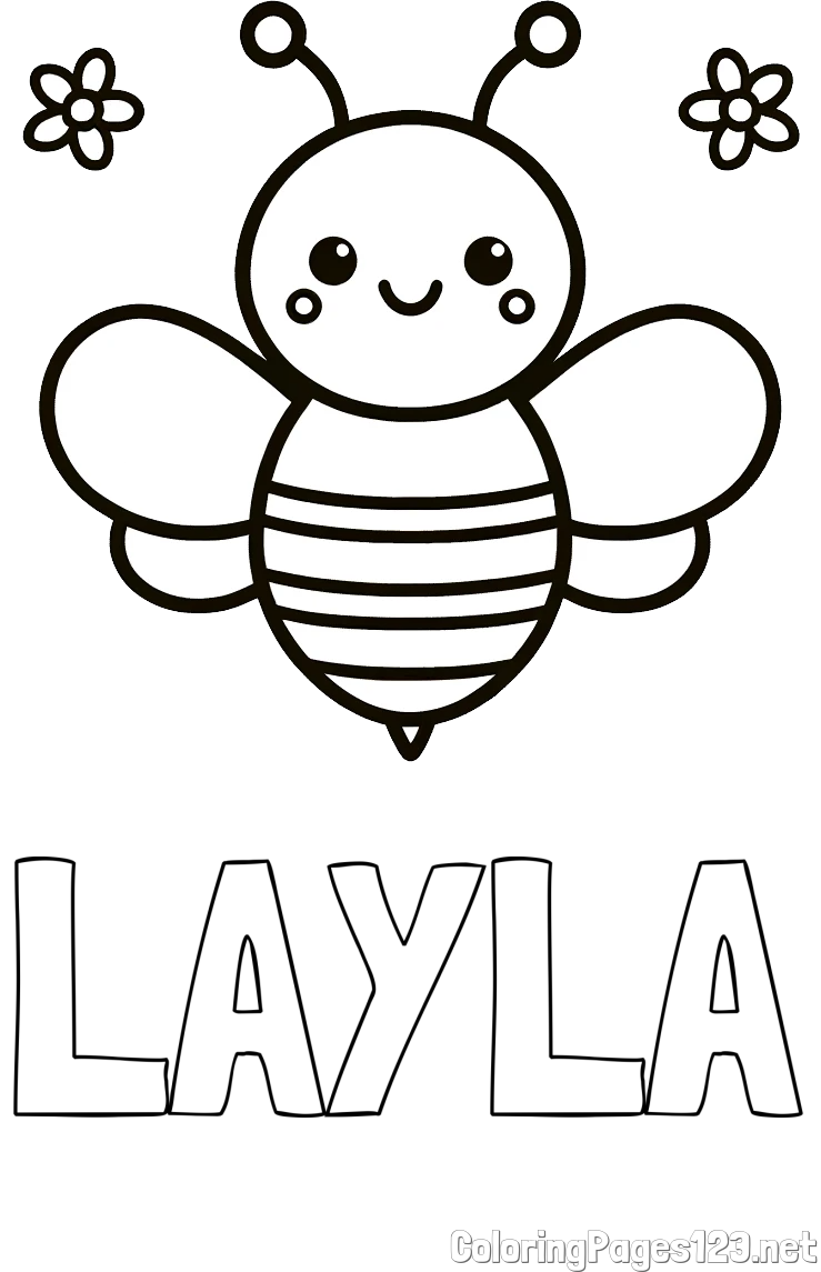 LAYLA Coloring Page and Children's Bee Coloring Page