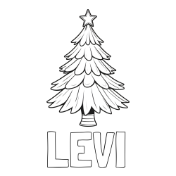 Online Created Coloring Page - LEVI Coloring Page and Christmas Tree with Star Coloring Page