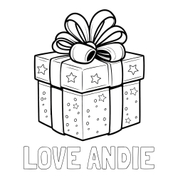 Online Created Coloring Page - LOVE ANDIE Coloring Page and Christmas Gift Coloring Page