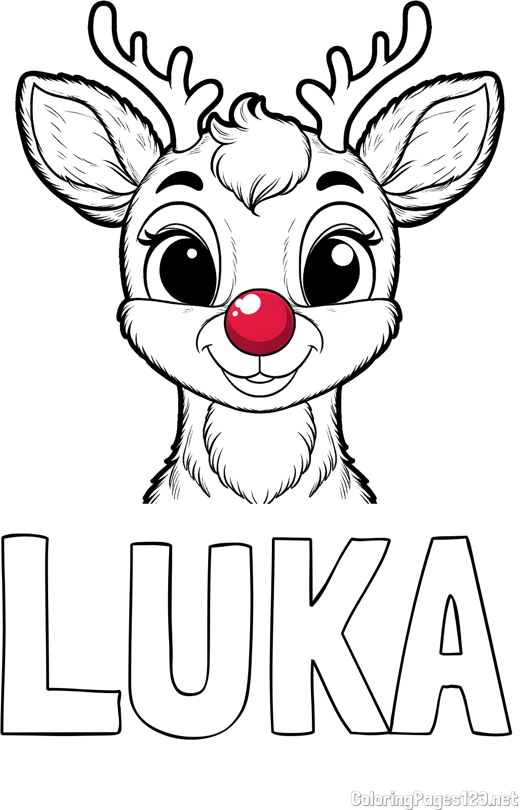 LUKA Coloring Page and Coloring Page of Rudolph the Red-Nosed Reindeer