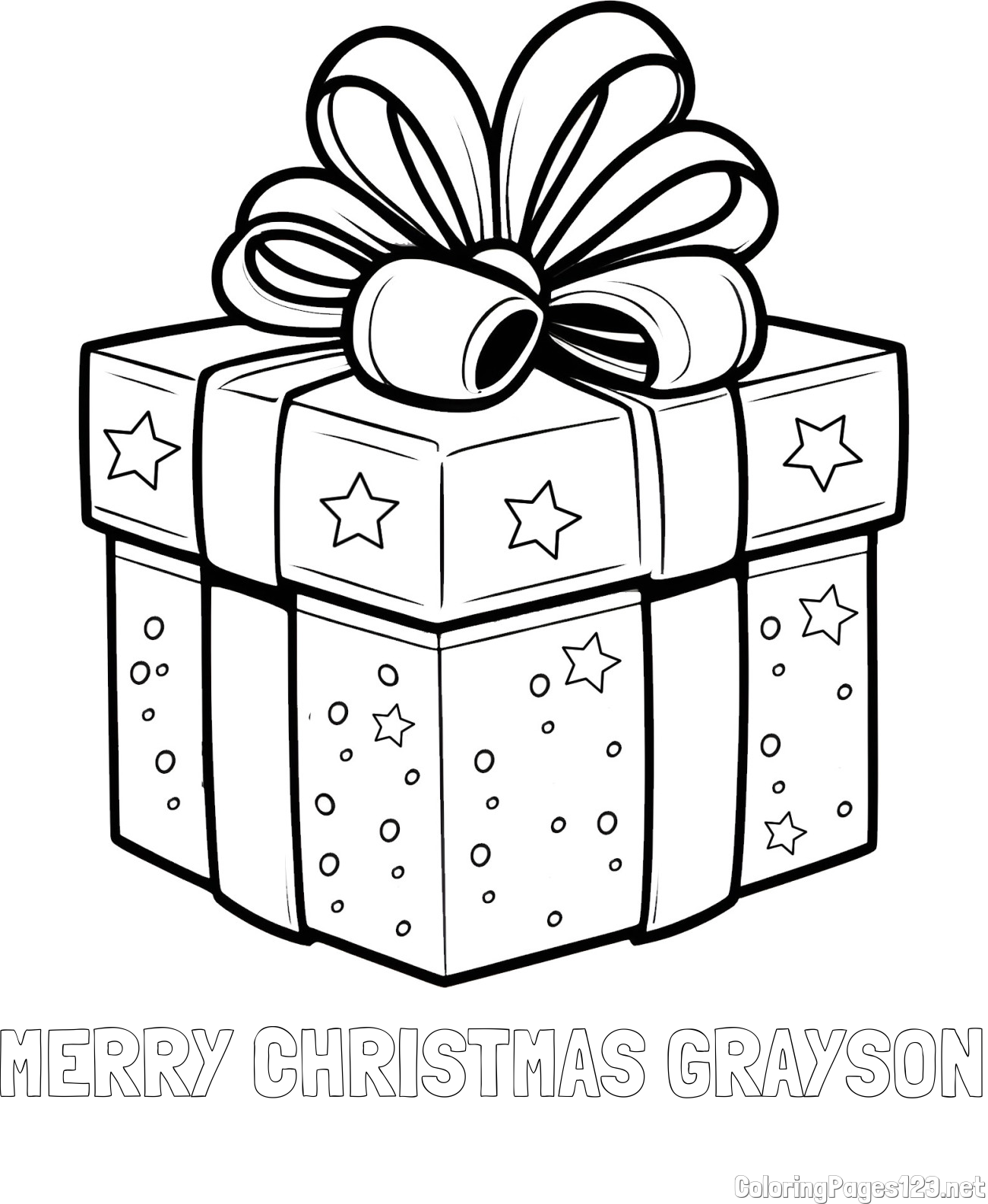 MERRY CHRISTMAS GRAYSON Coloring Page and Christmas Gift Coloring Page