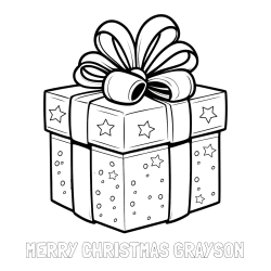 MERRY CHRISTMAS GRAYSON Coloring Page and Christmas Gift Coloring Page