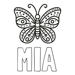Online Created Coloring Page - MIA Coloring Page and Butterfly Coloring Page (Simple)
