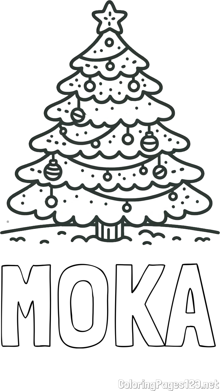 MOKA Coloring Page and Coloring Page of a Simple Christmas Tree