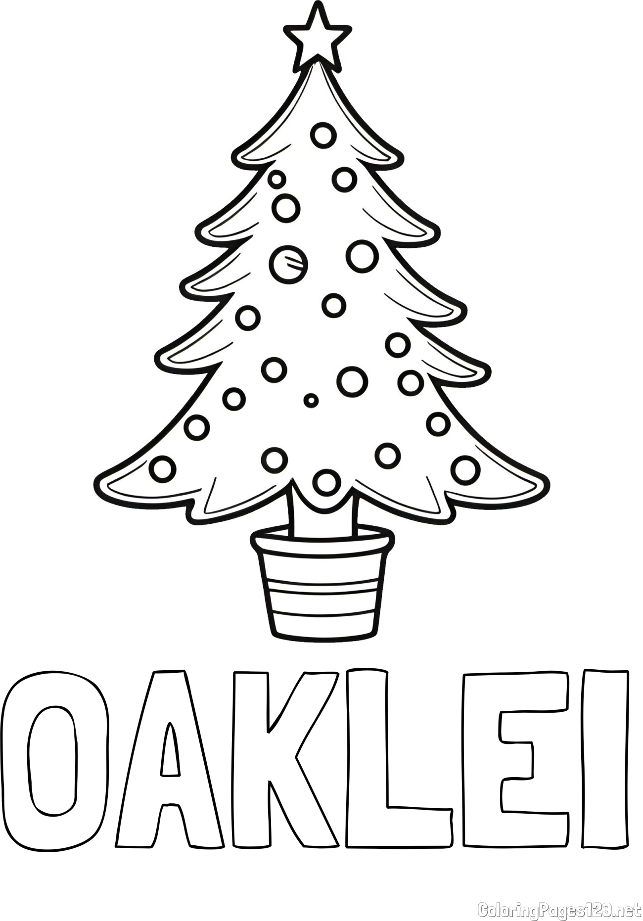 OAKLEI Coloring Page and Beautiful Christmas Tree Coloring Page