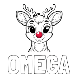 OMEGA Coloring Page and Coloring Page of Rudolph the Red-Nosed Reindeer