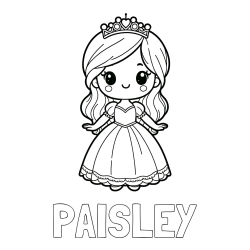 Online Created Coloring Page - PAISLEY Coloring Page and Coloring Page of a Cute Princess