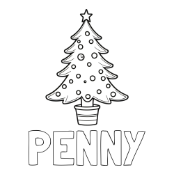 PENNY Coloring Page and Beautiful Christmas Tree Coloring Page