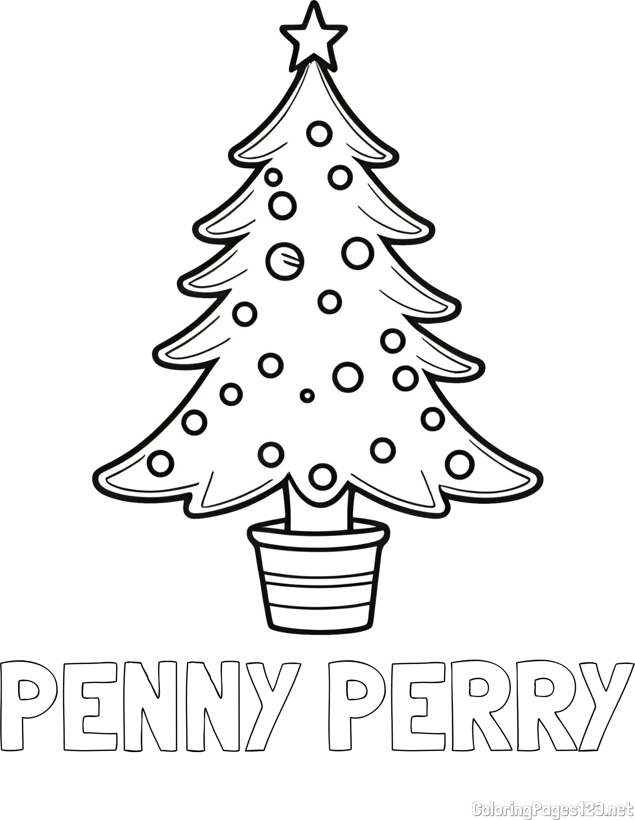 PENNY PERRY Coloring Page and Beautiful Christmas Tree Coloring Page