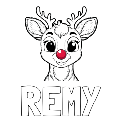 REMY Coloring Page and Coloring Page of Rudolph the Red-Nosed Reindeer