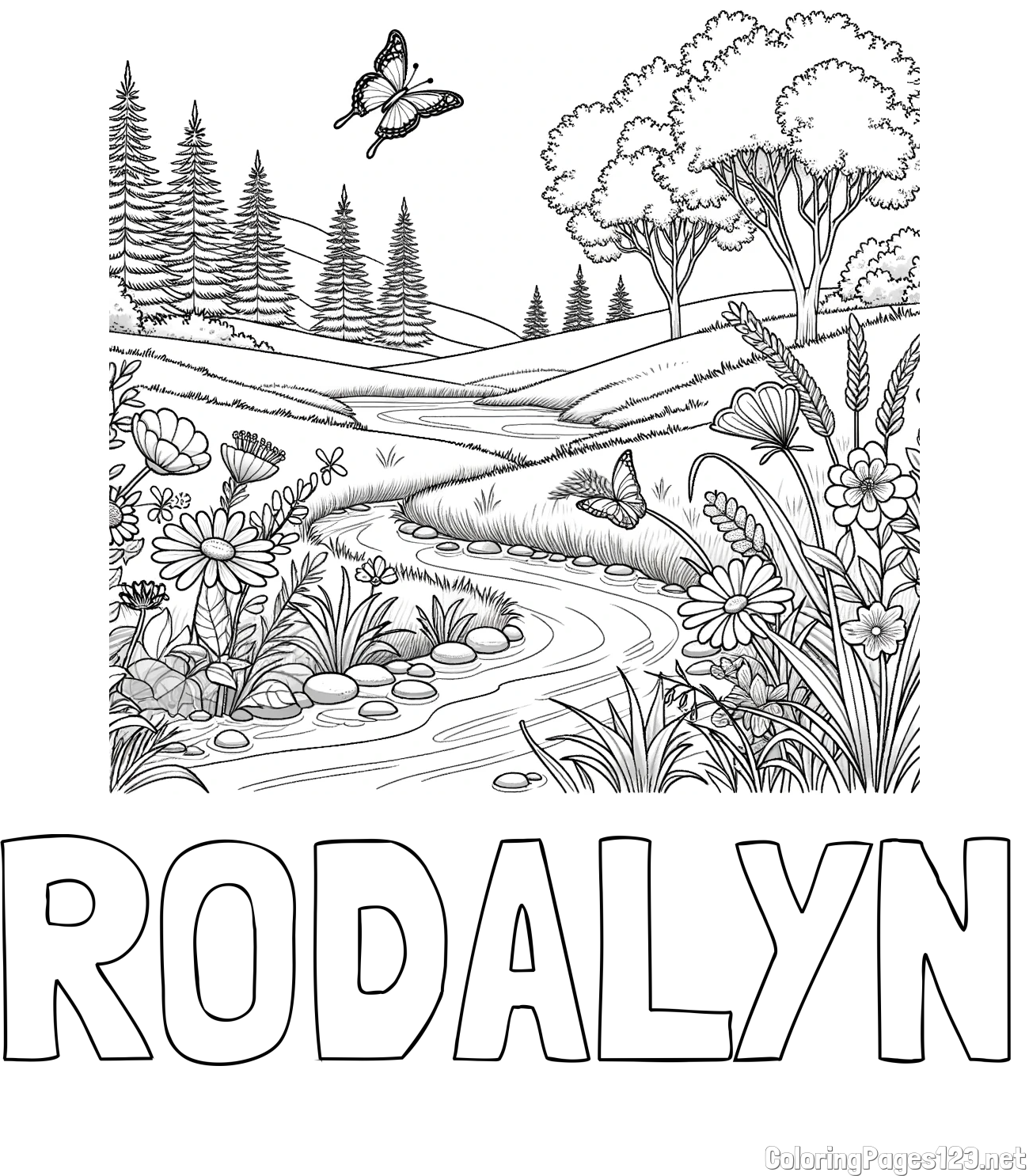RODALYN Coloring Page and Summer Nature Coloring Page