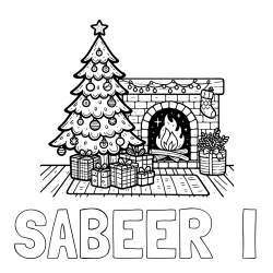Online Created Coloring Page - SABEER  I Coloring Page and Coloring Page of a Christmas Tree with Presents and a Fireplace