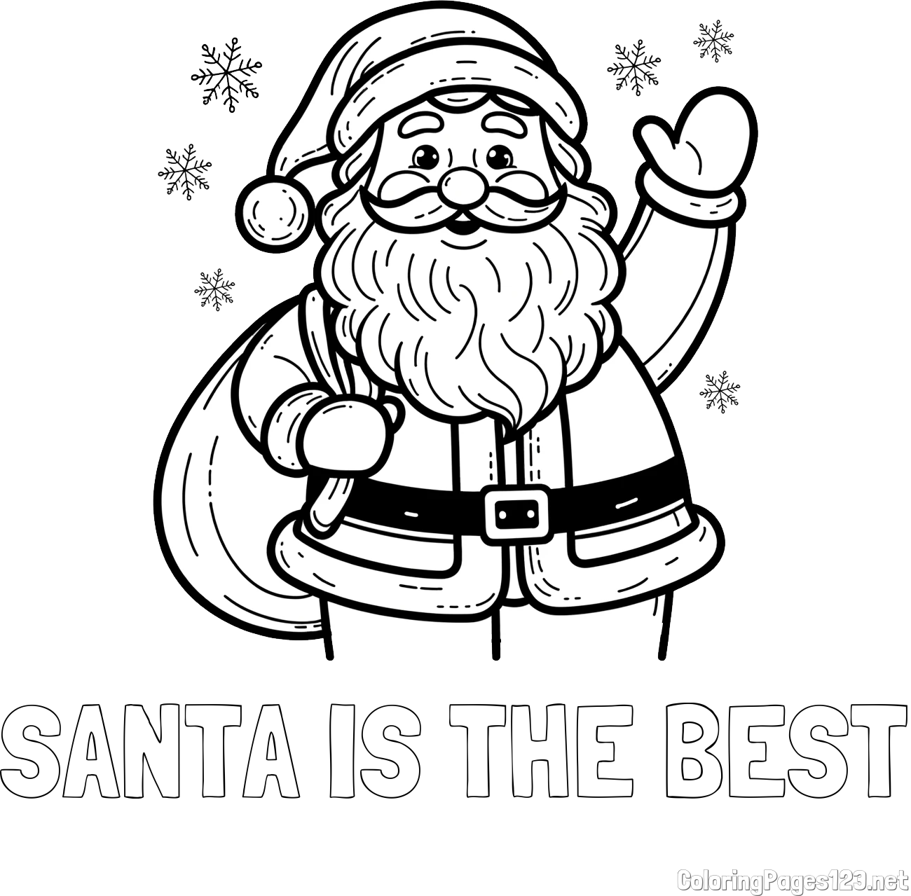SANTA IS THE BEST Coloring Page and Free Coloring Page of Joyful Santa Claus