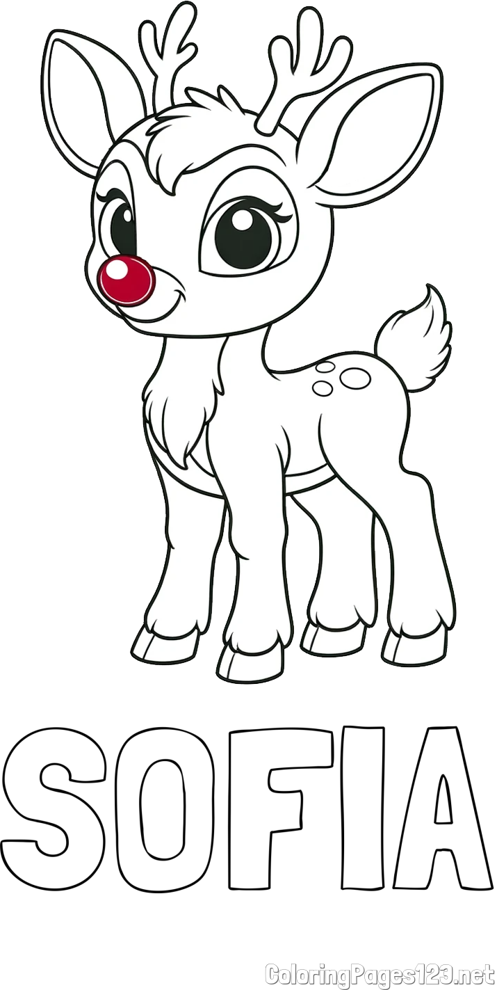 SOFIA Coloring Page and Coloring Page of a Cute Deer (Rudolph)