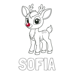 Online Created Coloring Page - SOFIA Coloring Page and Coloring Page of a Cute Deer (Rudolph)