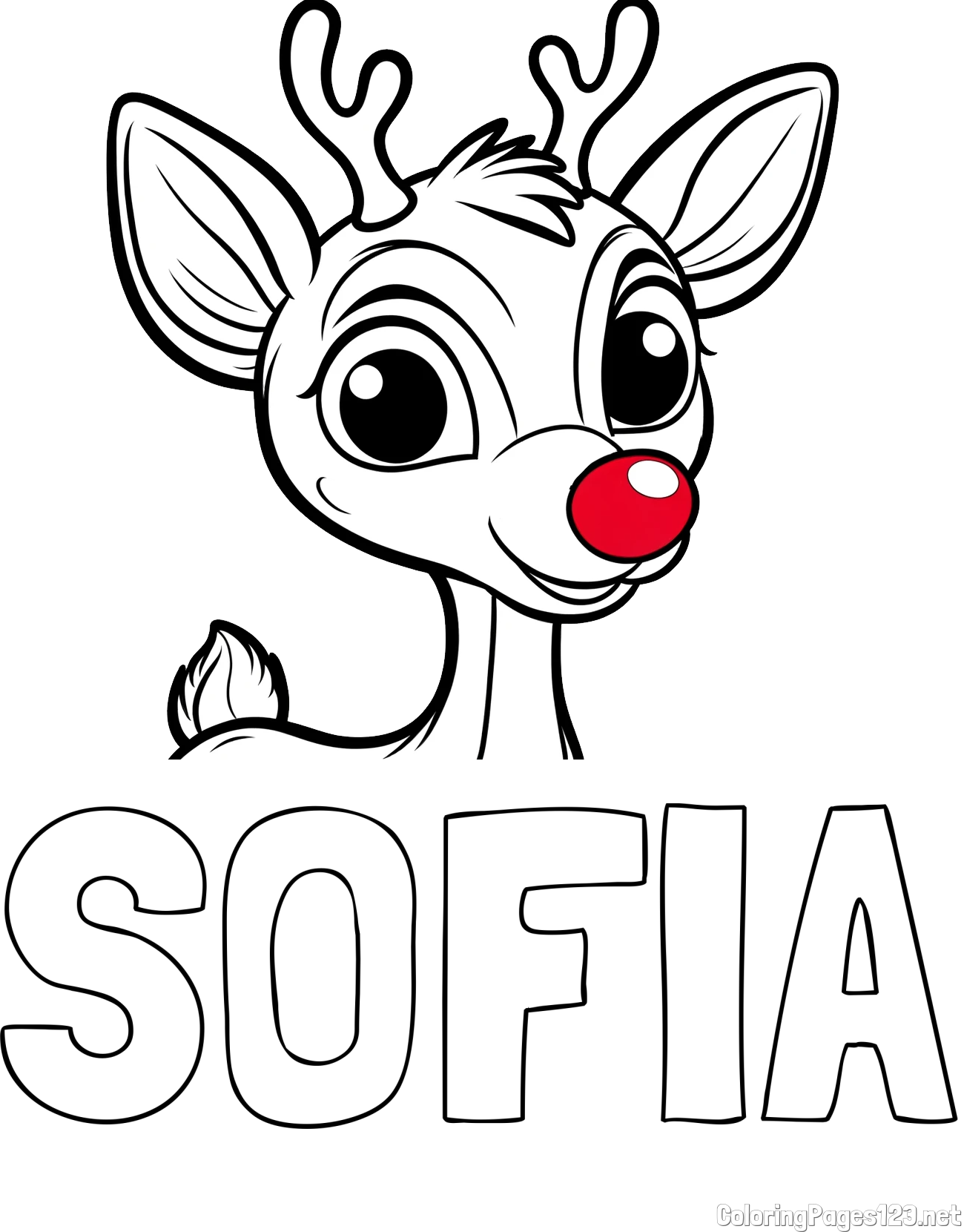 SOFIA Coloring Page and Free Printable Rudolph Coloring Page