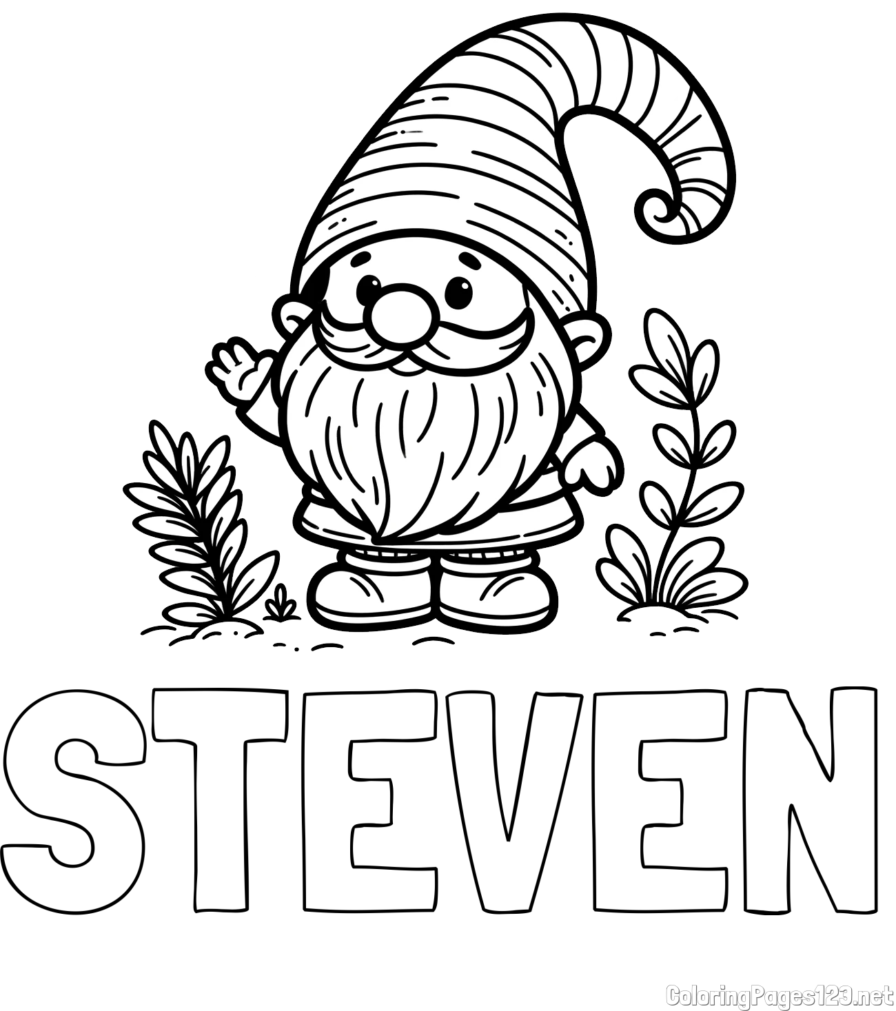 STEVEN Coloring Page and Cute Gnome Coloring Page