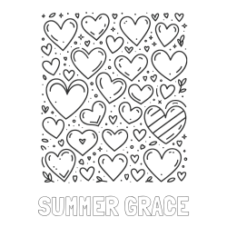 SUMMER GRACE Coloring Page and Children's Coloring Page of Many Hearts