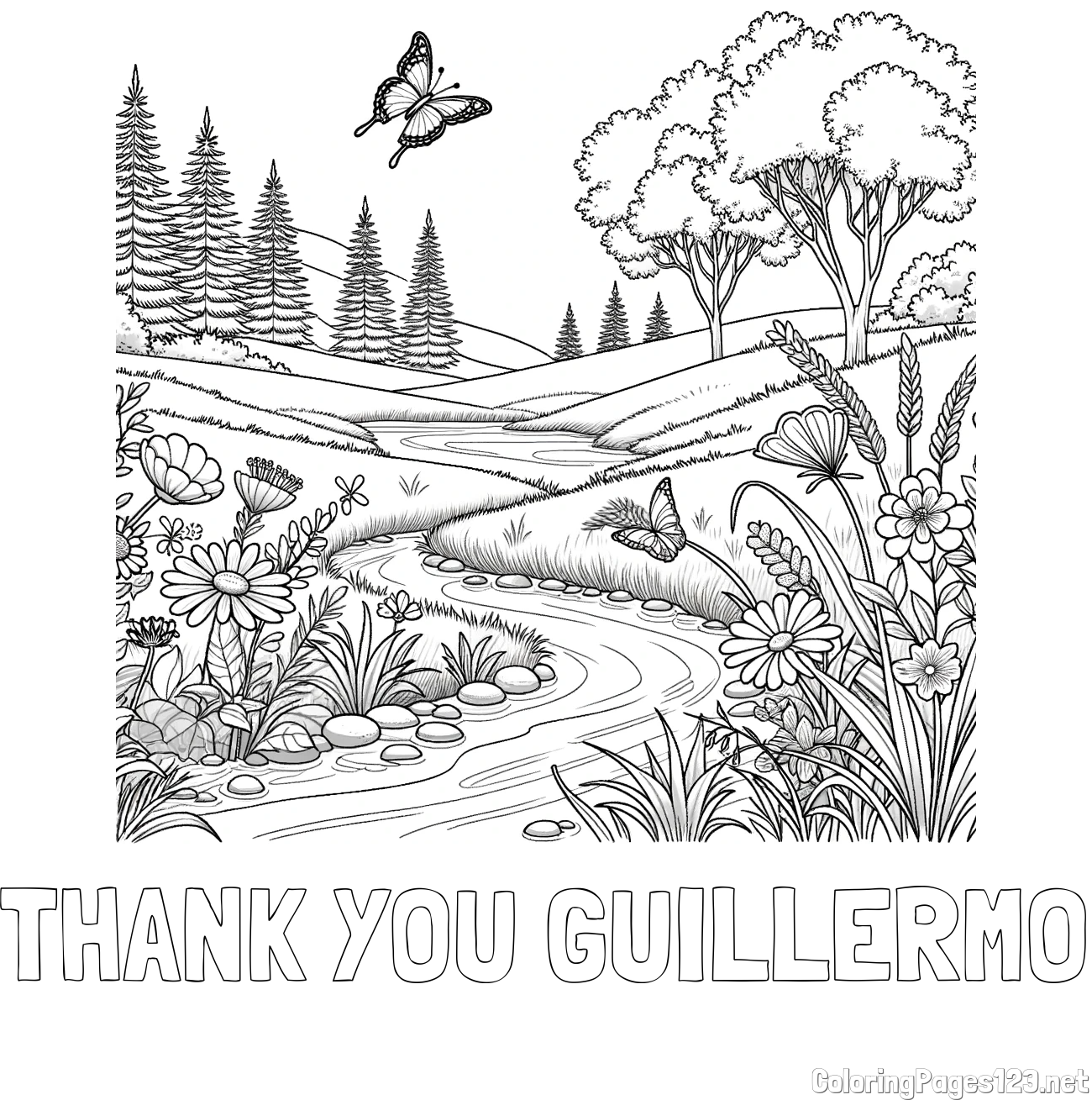 THANK YOU GUILLERMO Coloring Page and Summer Nature Coloring Page