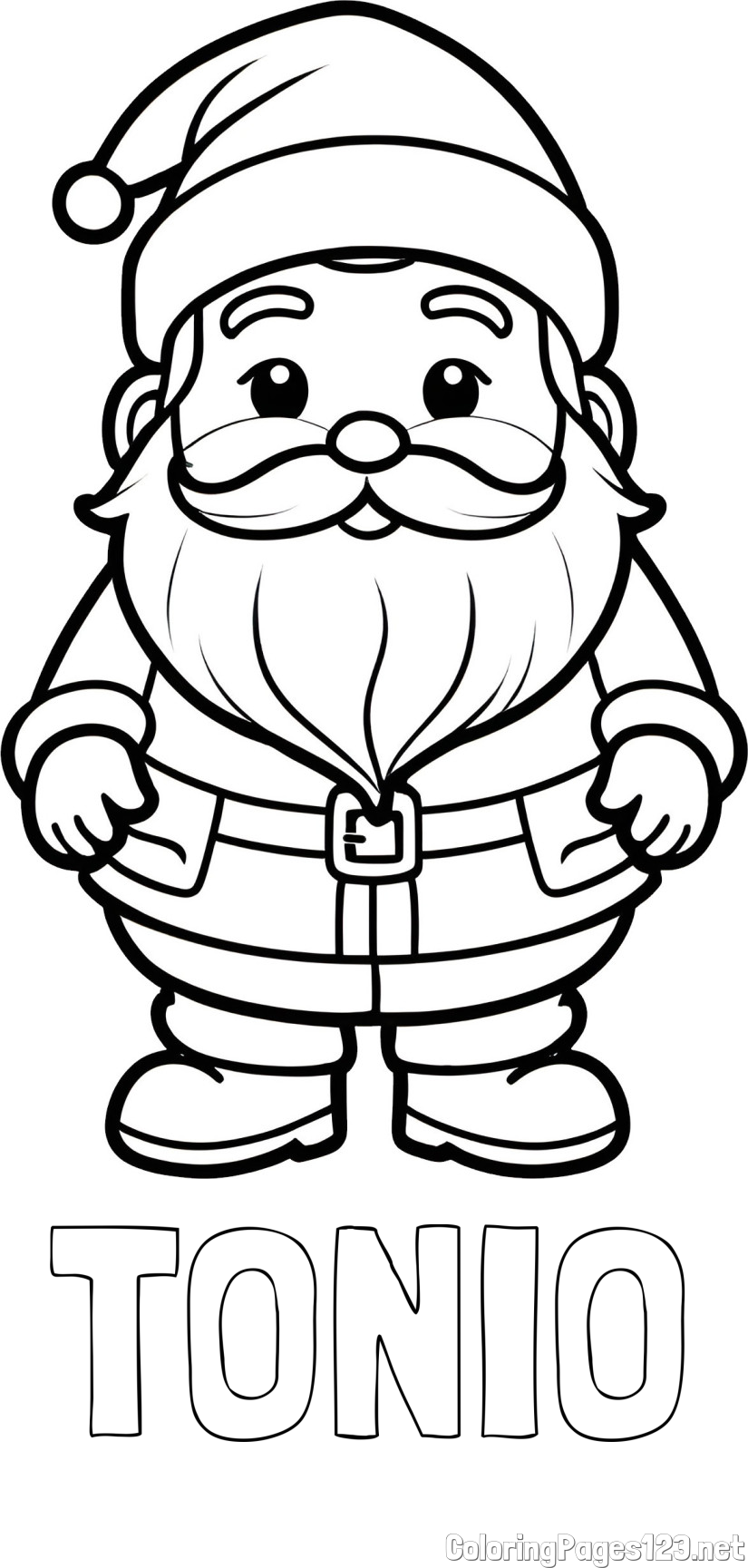 TONIO Coloring Page and Adorable Santa Claus Coloring Page